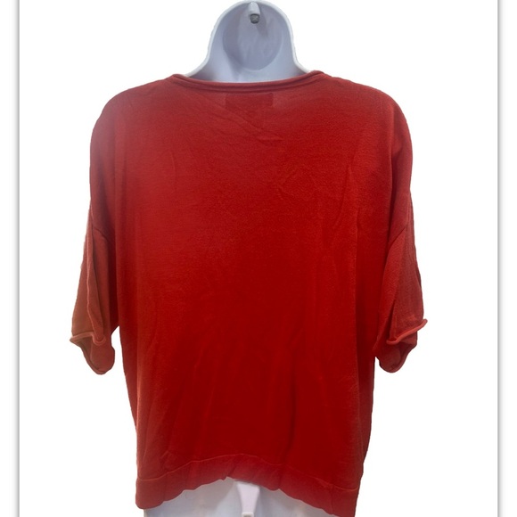 Jones New York Orange Short Sleeve Pullover Sweater Medium - Picture 2 of 9
